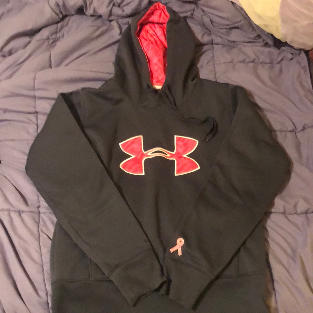 Grey and pink breast cancer awareness hooded sweatshirt